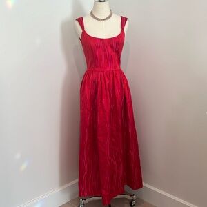 Markarian Red Stripe Wave silk dress